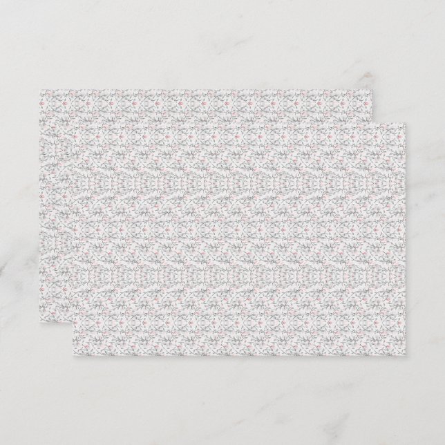 A refined floral motif in white and grey, presenti thank you card (Front/Back)