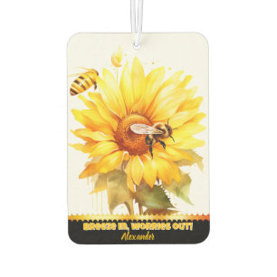 A refreshing bloom of sunflowers with buzzing bees air freshener