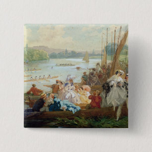 A Regatta at Asnieres during the Second Empire 2 Inch Square Button