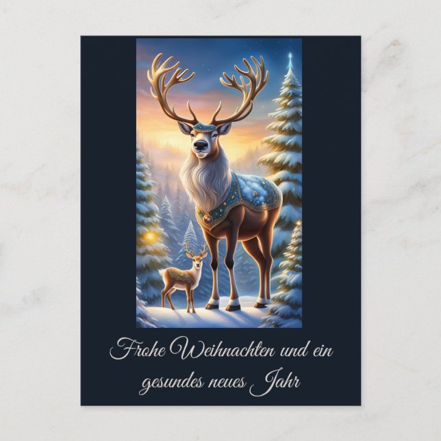 a reindeer of Santa Postcard (Front)