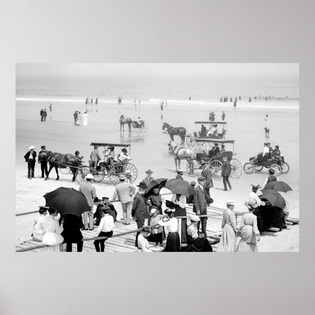 A Relaxing Day at Daytona Beach, Florida 1904 Poster (Front)