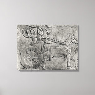 A relief depicting the Assyrian army in battle Canvas Print