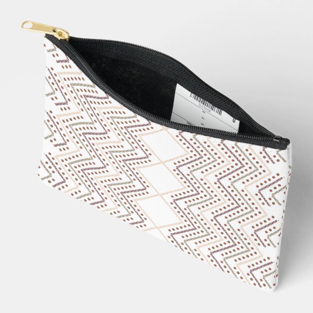 A repeating geometric pattern with diamond shapes  accessory pouch (Open)