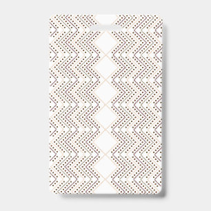 A repeating geometric pattern with diamond shapes badge