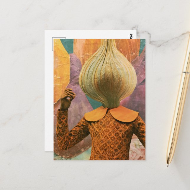 A retro dancing onion postcard (Front/Back In Situ)