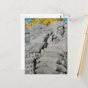 A Retro Floral Print Flour Sacks Pile Postcard