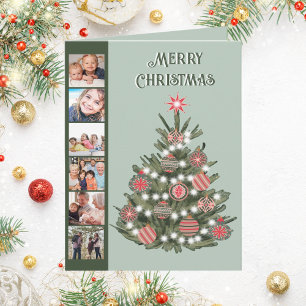 A Retro Merry Christmas Tree Photo Card