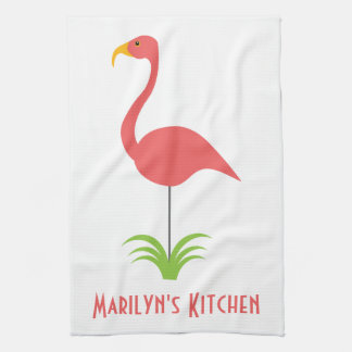 A Retro Pink Flamingo for the Kitchen Towel