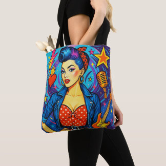 A Retro Rockabilly Design Tote Bag