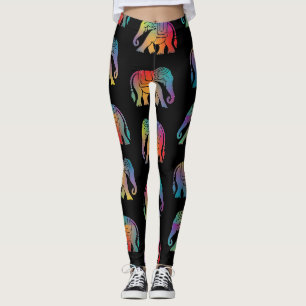 A Retro Style Elephant Design  Leggings