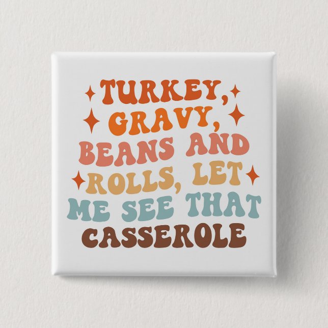 A Retro Thanksgiving Dinner 2 Inch Square Button (Front)
