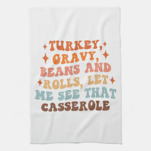 A Retro Thanksgiving Dinner Kitchen Towel