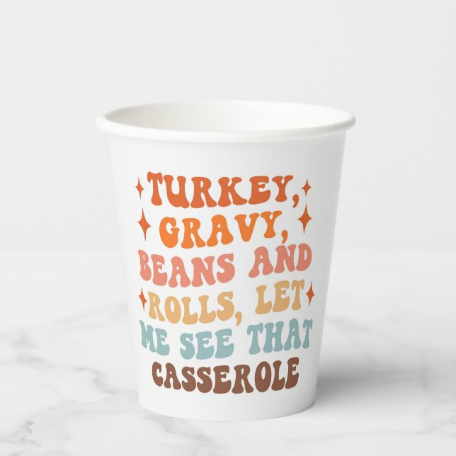 A Retro Thanksgiving Dinner Paper Cups (Front)
