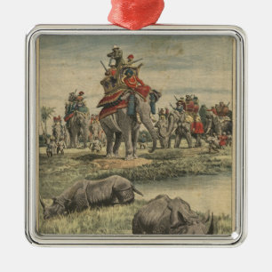 A rhinoceros hunt in honour of King George V Metal Ornament