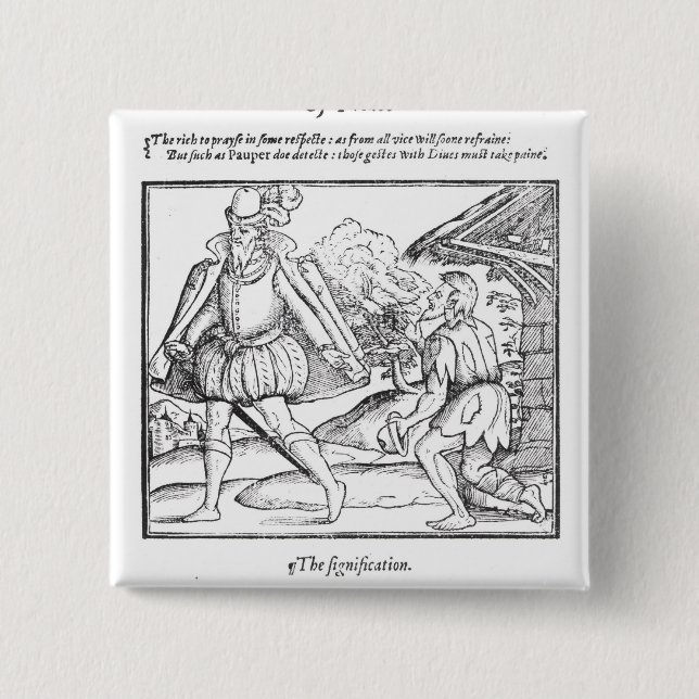 A Rich Man Spurns a Ragged Beggar 2 Inch Square Button (Front)