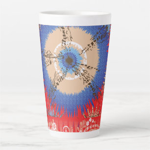 A rich paisley pattern combining red and blue ton Latte Mug