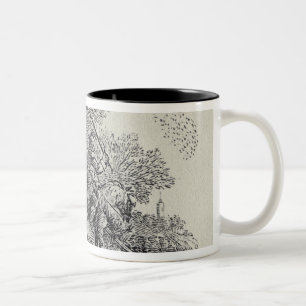 A Rider Distracted by a Flock of Birds Two-Tone Coffee Mug