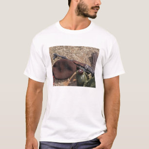 A rifle, military cover and canteen T-Shirt