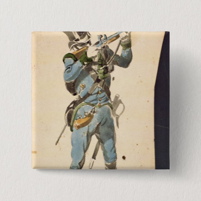 A Rifleman of the Austrian Jaegers 2 Inch Square Button (Front)