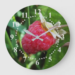 A ripe raspberry large clock
