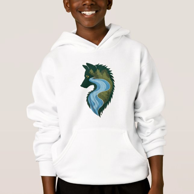 A river flowing through a wolf silhouette (Front)