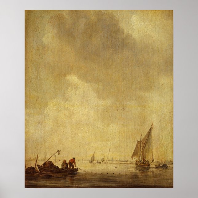 A River Scene, with Fishermen Laying a Net, 1638 Poster (Front)