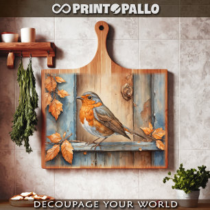 A robin on the windowsill in the countryside fall tissue paper