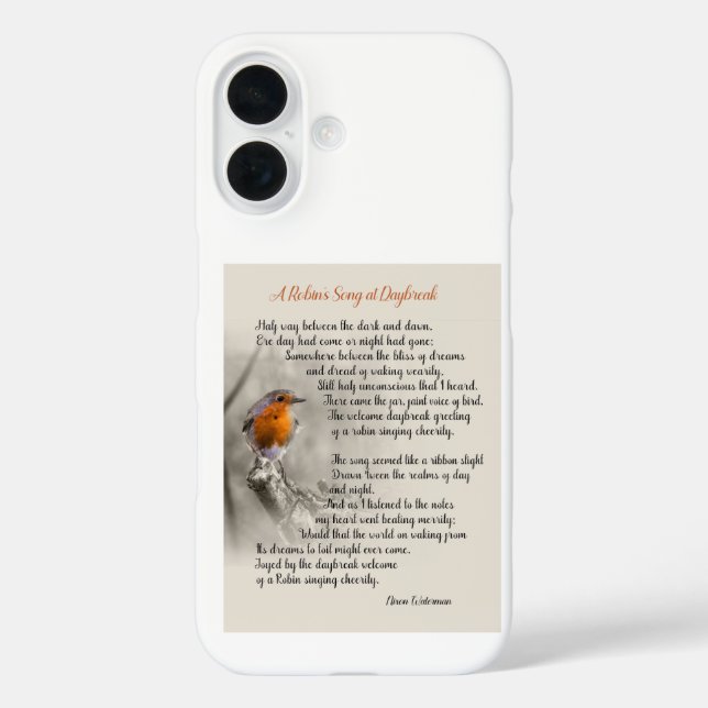 A Robin’s Song at Daybreak - Poem of N. Waterman Case-Mate iPhone Case (Back)