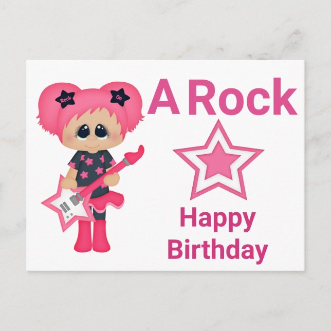 A Rock Star Happy Birthday Postcard (Front)