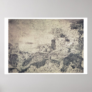 A Rocky Landscape (engraving) Poster