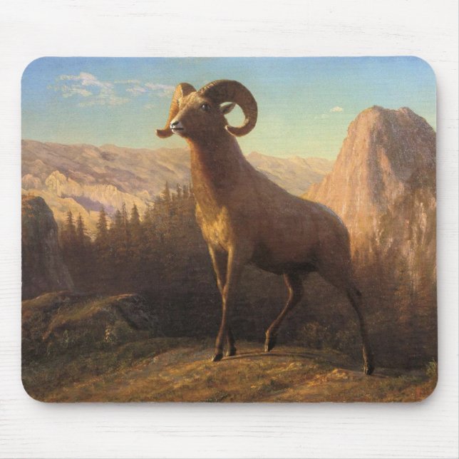 a rocky mountain sheep, Bierstadt Albert Mouse Pad (Front)