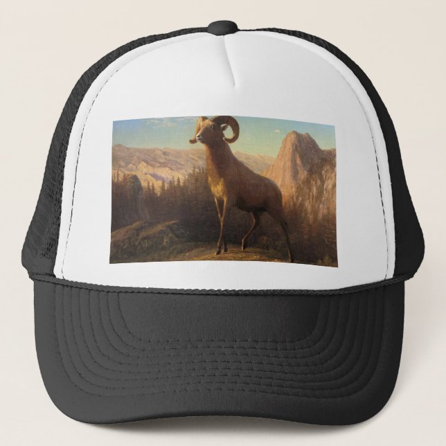 a rocky mountain sheep, Bierstadt Albert Trucker Hat (Front)