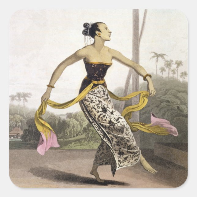 A Ronggeng or Dancing Girl, plate 21 from Vol. I o Square Sticker (Front)