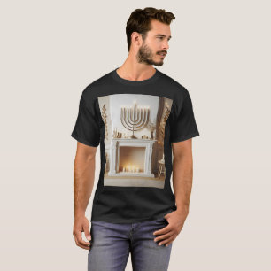 a room with a menorah and candles on the wall T-Shirt