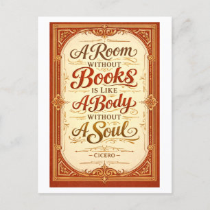 "A Room Without Books" Cicero Quotation Postcard