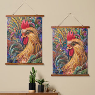 A Rooster's Enduring Gloriousness Hanging Tapestry