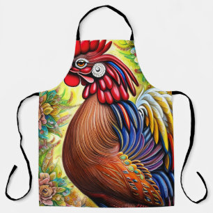 A Rooster's Magnificence - A Timeless Journey  Apron