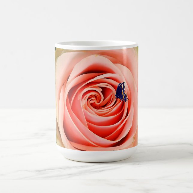 A rose and a butterfly coffee mug (Center)