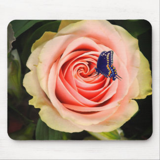 A rose and a butterfly mouse pad