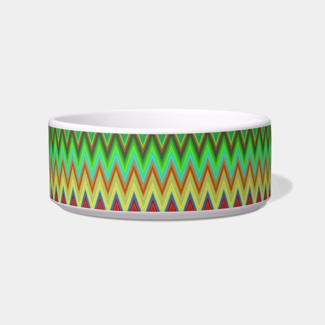A round bowl with a colorful zigzag pattern  (Front)