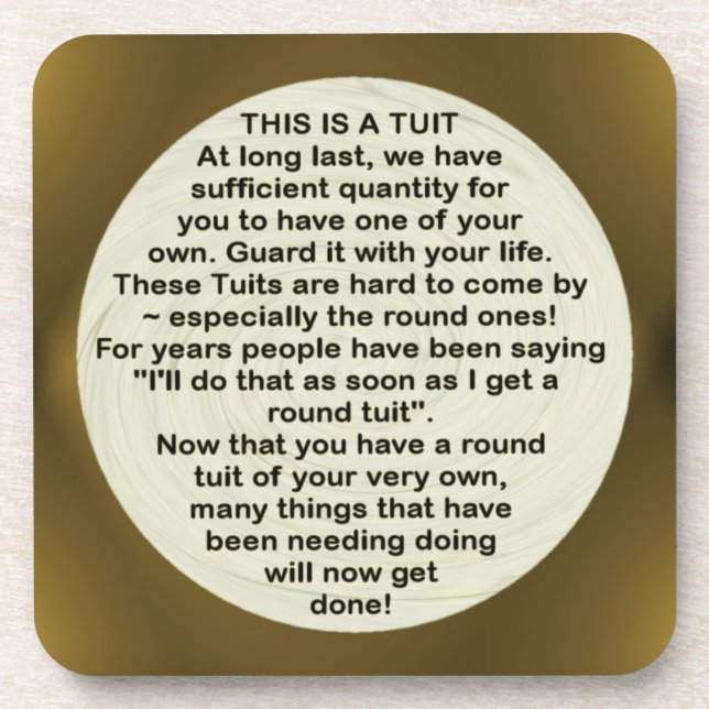 A Round Tuit ~ Cork Coaster (Front)