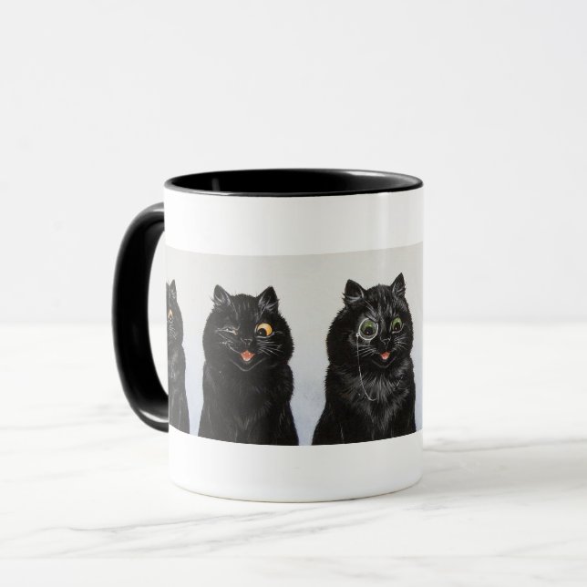 A Row of Black Cats by Louis Wain Mug (Front Left)
