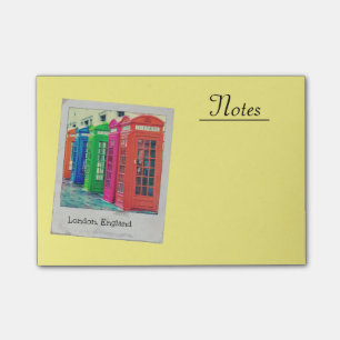 A Row of Brightly Coloured Telephone Boxes Post-it Notes
