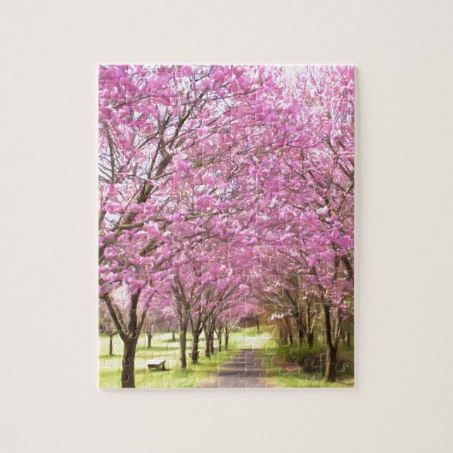 a row of cherry blossom trees jigsaw puzzle (Vertical)