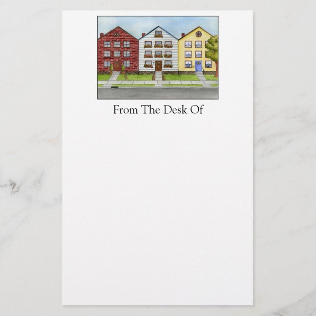 A Row Of Houses Stationery (Front)