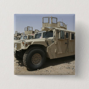 A row of humvees from Task Force Military Polic 2 Inch Square Button