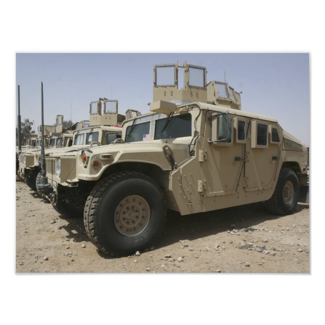 A row of humvees from Task Force Military Polic Photo Print (Front)