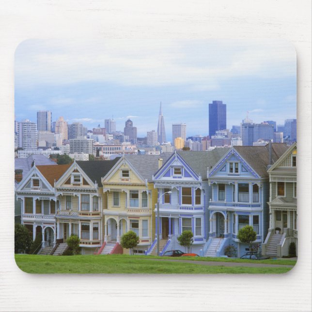 A row of Victorian homes Mouse Pad (Front)