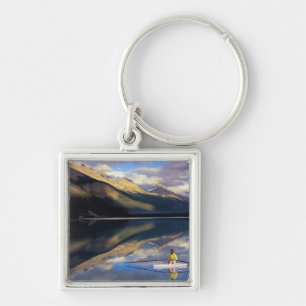 A rower on Banff Lake in the Canada MR) Keychain