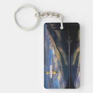 A rower on Banff Lake in the Canada MR) Keychain